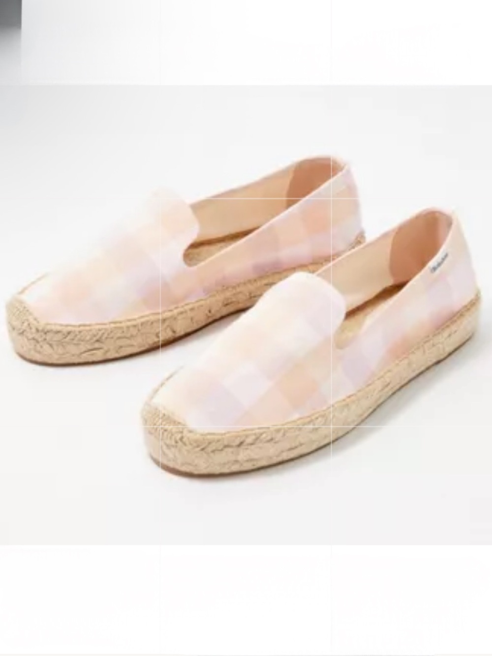 NIB- Soludos Woven Platform Smoking Slipper Espadrilles in Coral Madras - 8.5